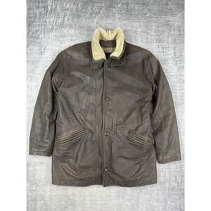 Trapper Jacket Mens 52 Brown Leather Overcoat Faux Fur 3 In 1 Preppy Quilt Lined
